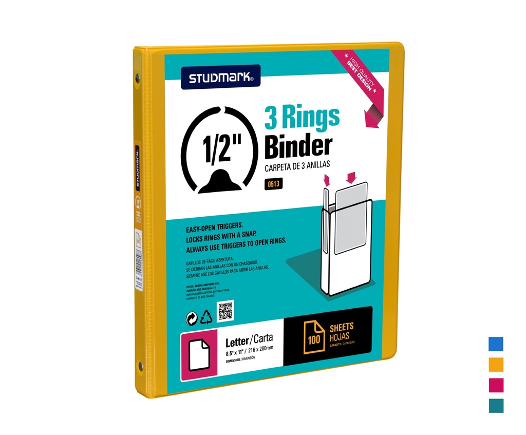 FOLDER ST-00513-F2 3 ANILLOS 1/2" MOSTAZA