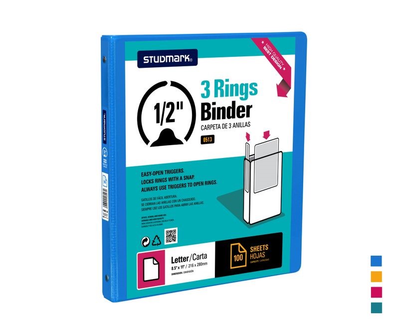 FOLDER ST-00513-S2 3 ANILLOS 1/2" AZ MEDIO