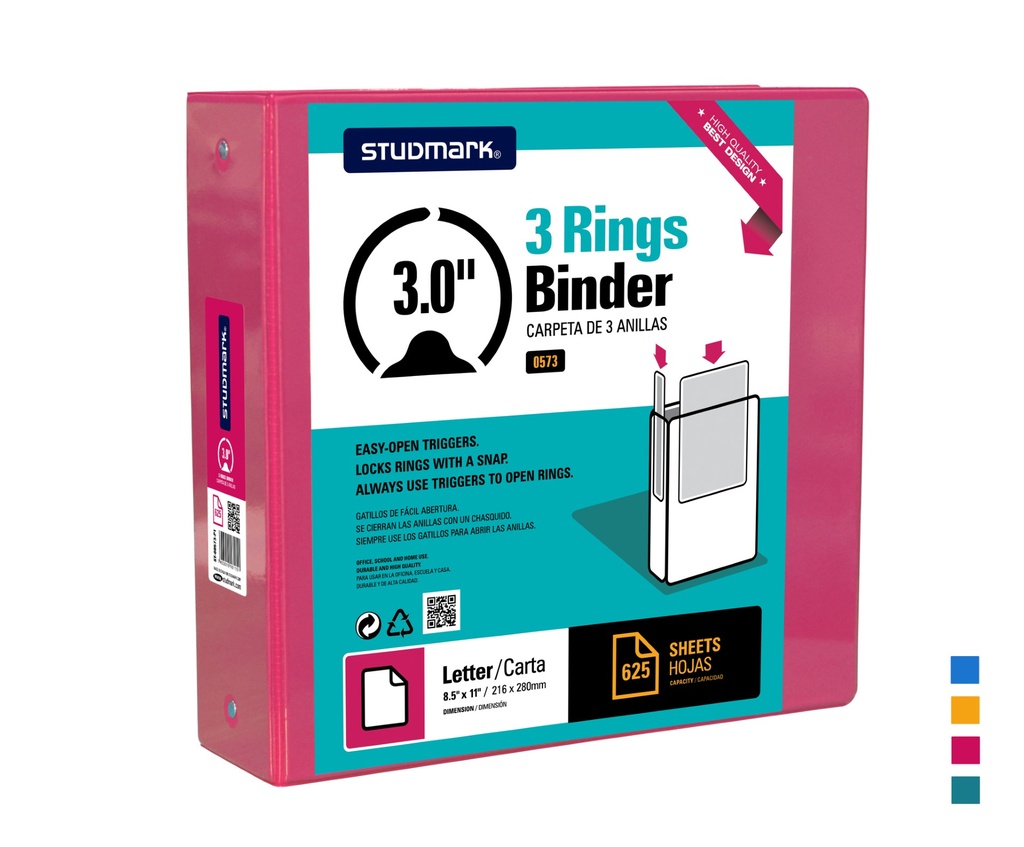 FOLDER ST-00573-P1 3 ANILLOS 3" MAGENTA