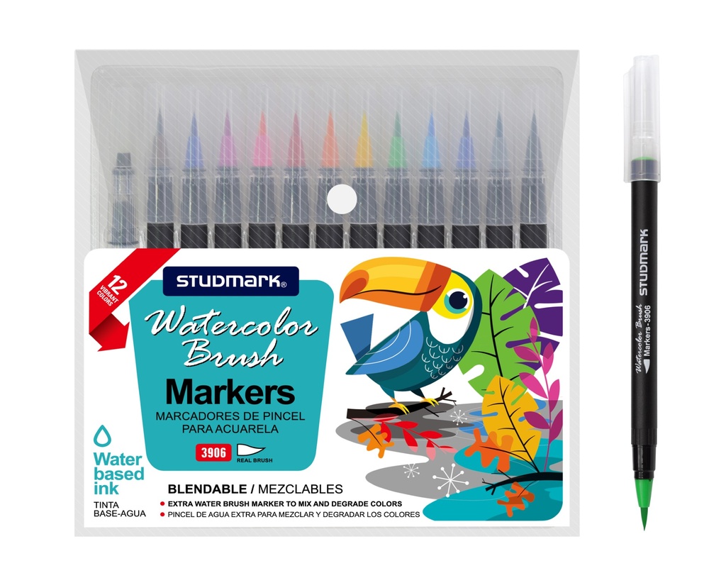 MARCADOR PINCEL ST-03906 12 COL ACUARELABLES