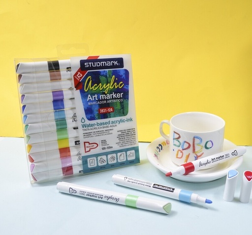 [04166           ] MARCADOR ART.ST-03931-12A BOLA TINTA ACRIL 12 COL           