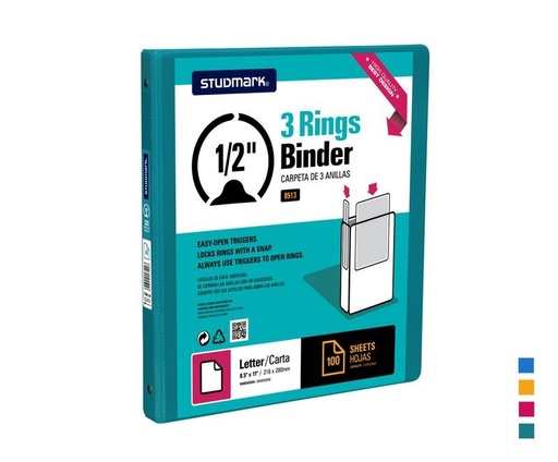 [04396] FOLDER ST-00513-D2 3 ANILLOS 1/2" TURQUESA