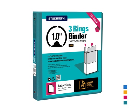 [04400] FOLDER ST-00525-D2 3 ANILLOS 1" TURQUESA