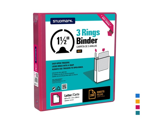 [04406] FOLDER ST-00537-P1 3 ANILLOS 1.1/2" MAGENTA